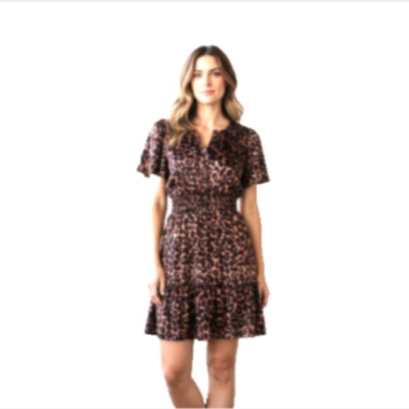 French Connection Women's Leopard Velvet Dress Size L,XL,XXL NWT  Pockets NWT - Picture 7 of 16